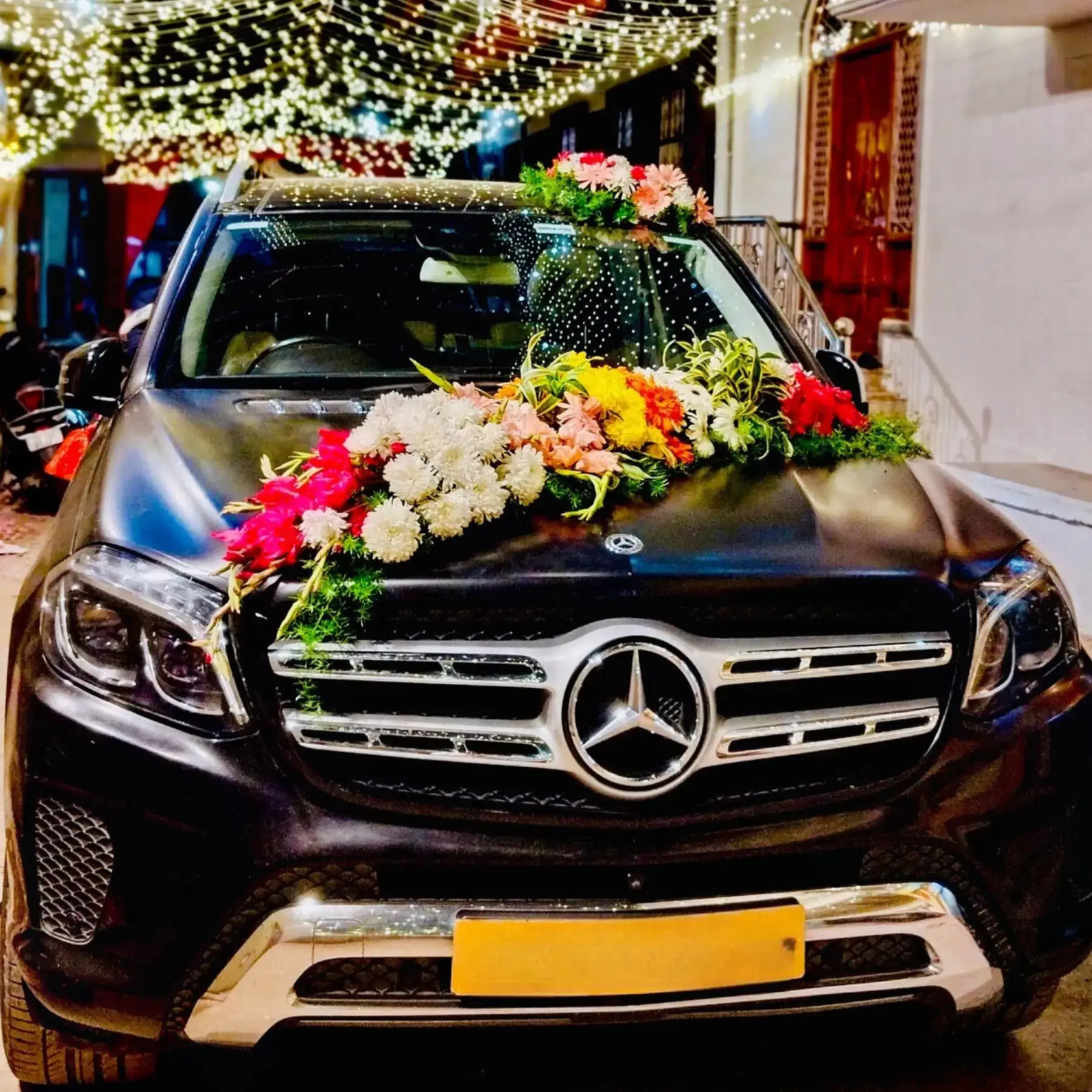 Vibrant Flower Wedding Car Decoration